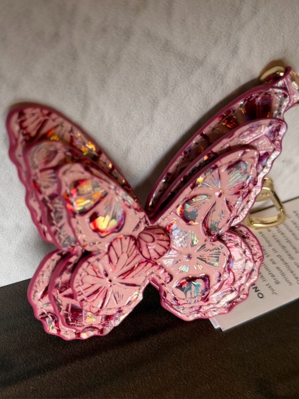 Brahmin Butterfly Fearless Pink Ainsley Logo Charm NWT FIRM - Picture 4 of 7